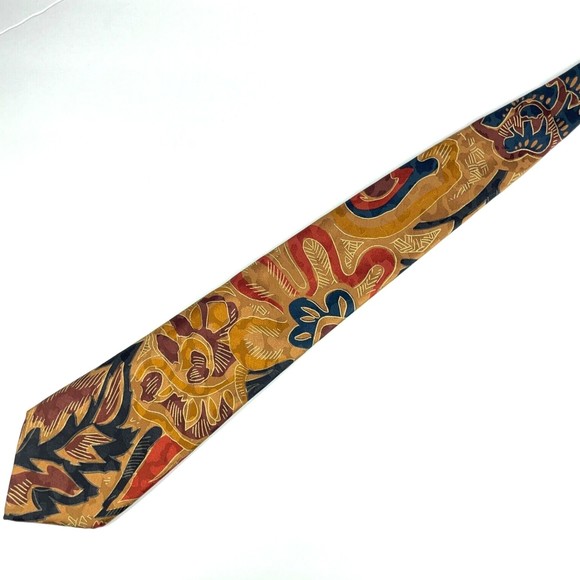 Lou Myles Designer Light Copper Brown Abstract 100% Silk Tie Hand Made in Italy - Picture 4 of 10